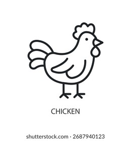 Chicken thin line vector icons.