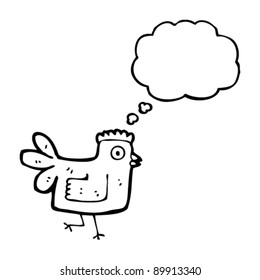 chicken with thought bubble cartoon