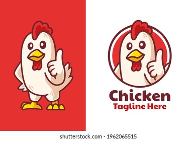 Chicken Thumbs Up Mascot Logo Design