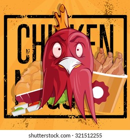 chicken time fast food vector illustration