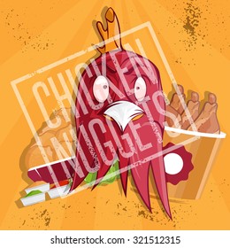 chicken time fast food vector illustration