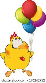 Chicken and toy balloons