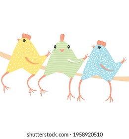 Chicken toy card. Flat vector illustration.