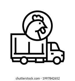 chicken truck transportation line icon vector. chicken truck transportation sign. isolated contour symbol black illustration