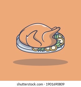 Chicken turkey delicious vector food illustration