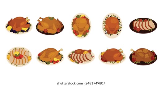 Chicken Turkey Food Vector Set