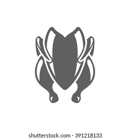 Chicken or Turkey Isolated On White Background Vector object for Labels, Badges, Logos. Design Element.