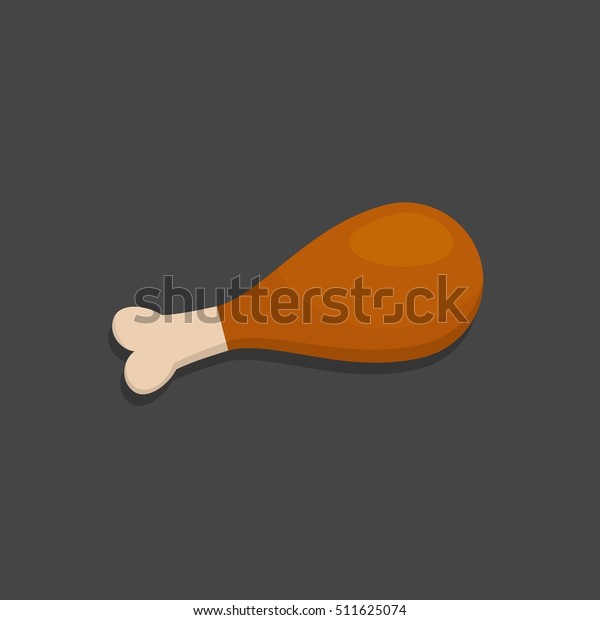 Chicken Turkey Leg Isolated On Dark Stock Vector (Royalty Free