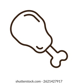 Ícone de linha de perna de frango ou peru isolado no fundo transparente. Traço editável. Grelhado perna de frango ou peru ícone linear. Ícone Grill. Ícone de frango assado ou perna de peru.