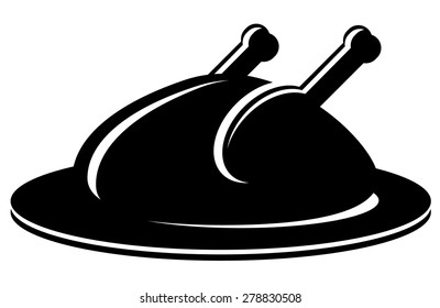 Chicken or turkey on plate vector illustration