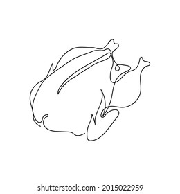 Chicken, turkey raw meat continuous line drawing. One line art of meat products, carcass, raw meat.
