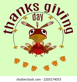 chicken turkey for thanksgiving day, greeting card