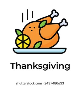 Hühnchen Truthahn Vektor-Design, Thanksgiving Feiertag Ikone