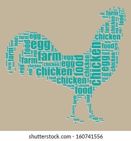 chicken typography 3d text word art chicken vector illustration word cloud 