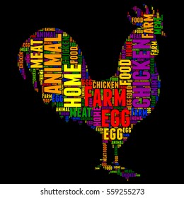 chicken Typography word cloud colorful Vector illustration