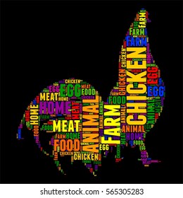 chicken Typography word cloud colorful Vector illustration