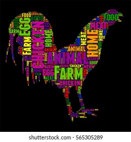 chicken Typography word cloud colorful Vector illustration