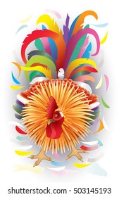 chicken; vector; cock fighter; drawing; year of the rooster; bantam rooster