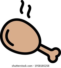 chicken vector color line icon