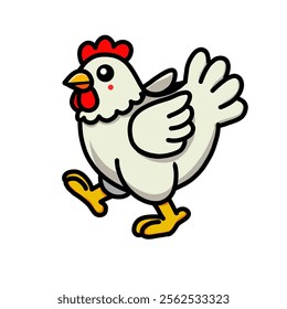 chicken vector design illustration, chicken icon, chicken logo, cute animal, adorable animal, great as a sticker.