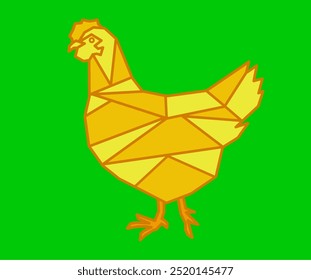 Pollo. Vector de pollo. Diseño geométrico de pollo. Fondo verde de pollo
