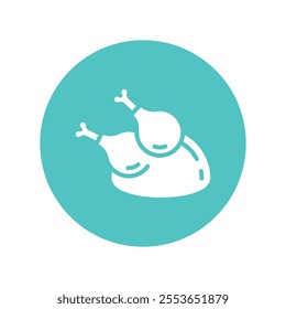 Chicken vector gylph Circle Icon. Eps 10 file