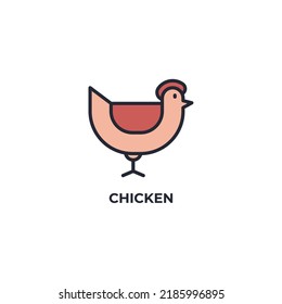 icono del vector de pollo. Ilustración vectorial de diseño plano y colorido. Gráficos vectoriales