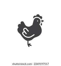 Chicken vector icon. filled flat sign for mobile concept and web design. Hen chicken glyph icon. Symbol, logo illustration. Vector graphics