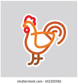 Chicken vector icon in linear flat style isolated on background for infographic, website or app