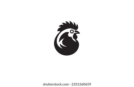chicken vector icon logo black design simple flat style template on white background