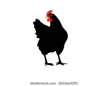 chicken vector icon on white background. chicken silhouette vector icon design. hen, rooster and chicks isolated farm animal silhouette icon vector collection.