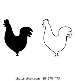 Juego de iconos de vector de pollo. Colección de signos de ilustración de granja. símbolo de la ventana.