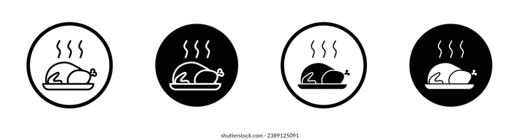 Chicken vector icon set. Roast turkey food vector symbol for UI designs.