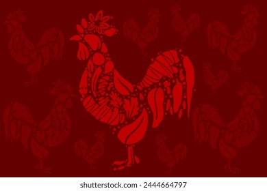 Chicken vector illustration, Kitchen seasoning chicken vector, Rooster illustration, Chicken shape kitchen ingredient vector illustration.