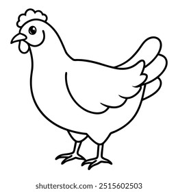 Ilustración vectorial de pollo con arte de línea.