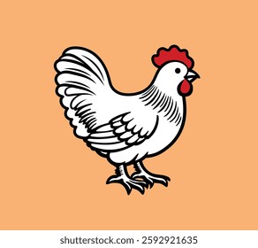 Chicken Vector Illustration, Poultry Animal Chicken Hen Vector Image, Chicken Rooster Vector Image.