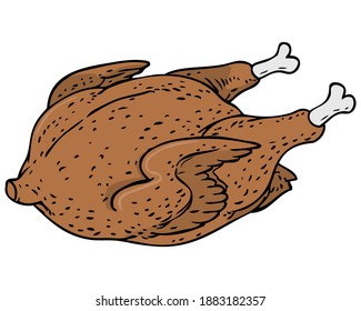ilustración de vector de pollo, aislado en fondo blanco, vista superior de alimentos