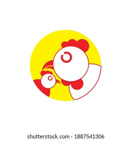 Chicken. Vector image of a chicken head icon with various variations, suitable for use as an illustration for children and icons.