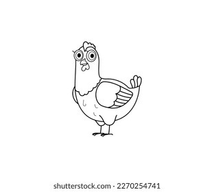 Chicken vector isolated outline icon. Chicken animal vector icon. Chicken icon 