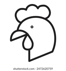 Chicken Vector Line Icon Design