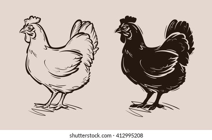 chicken vector logo. farm, poultry, hen, fowl icon