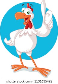 Chicken Vector Mascot Illustration. Funny rooster character doing OK sign
