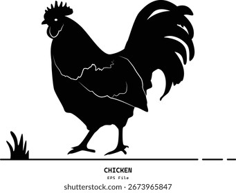 Diseño de dibujo de silueta de Vector de pollo
