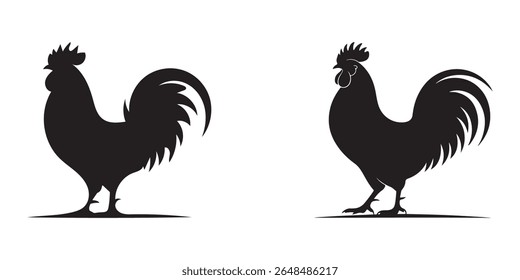 Chicken vector silhouette. Hen vector icon Art Illustration.