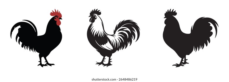 Chicken vector silhouette. Hen vector icon Art Illustration.