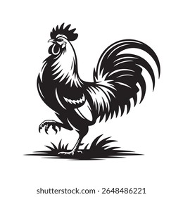 Chicken vector silhouette. Hen vector icon Art Illustration.