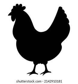 Chicken vector silhouette icon isolated on white background, chicken vector clip art