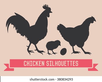 Chicken vector silhouettes