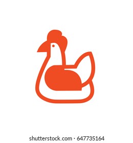 Chicken vector sketch icon linear flat style isolated on background for infographic, website or app
