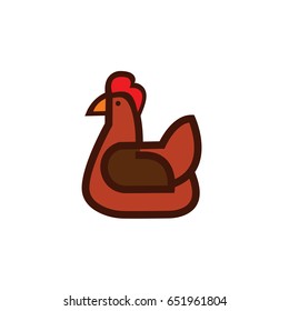 Chicken vector sketch icon linear flat style isolated on background for infographic, website or app